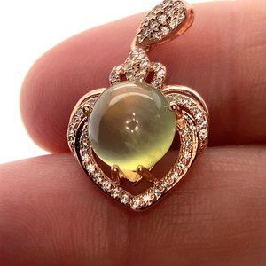 Prehnite 5.30ct Rose Gold Solid Silver Pendant